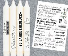 DIN A4 - Tattoofolie - Silberne Hochzeit - für Kerzen / Keramik