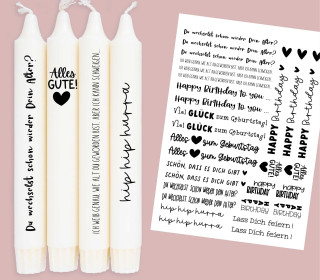 DIN A4 - Kerzen-Tattoofolie - Geburtstag - Lustig - für Kerzen / Keramik