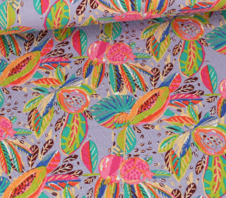 Crincle Jersey - Qjutie & the Qjutest - Bunte Blumen - Flieder