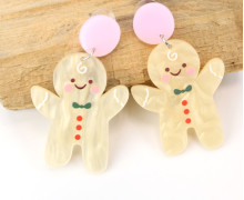 1 Paar Ohrringe - Acryl - Lebkuchemann - Weihnachten - 2-teilig - super leicht - Perlmutt Gold/Rosa - Namensklang