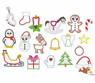 Stickdatei Set - Applikation - Weihnachtsmotive - kleiner 10x10
