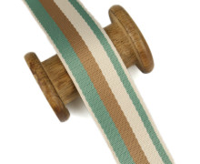 1 Meter Gurtband - 38mm - Streifen - Camelbraun/Minttürkis