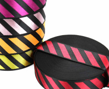 1m Gurtband - Deco - Streifen - Glanz - 40mm - Schwarz/Rot