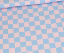 Jersey - Grid-Style - Karomuster - Hellblau/Hellrosa - Bio-Qualität - abby and me