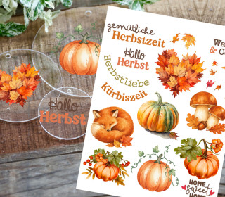 Rub-On Sticker - Gemütliche Herbstzeit - perfekt für Acrylplatten - Tante Henni Rubon - vielfältig nutzbar