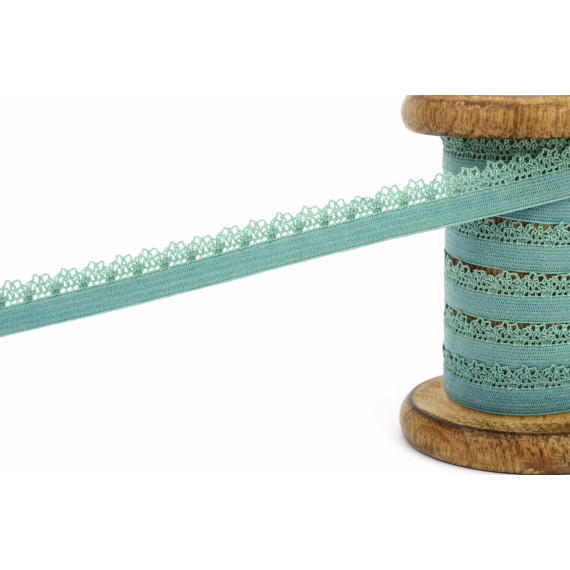 1m Gummi mit Zierabschluss - Zierborte - 10mm - Ziergummi - Pastellgrün