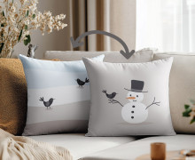 Genähtes Kissen inkl. Inlet - Winterfreunde - Schneemann & Vogel - Kathi Bondzio - Mein Hanseherz