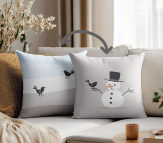 Genähtes Kissen inkl. Inlet - Winterfreunde - Schneemann & Vogel - Kathi Bondzio - Mein Hanseherz