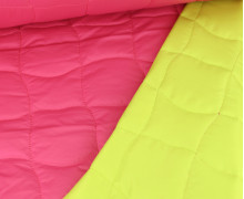 Steppstoff - Stepper - Uni - Wattiert - Geschwungene Quadrate - Fuchsia/Gelbgrün