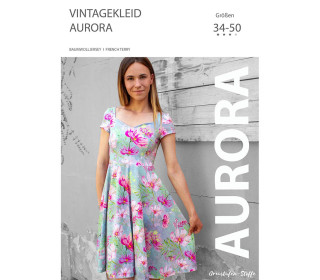 Vintage-Kleid Damen PDF Schnittmuster mit Herzausschnitt und Schwingrock / Gr. 34-50