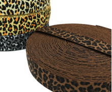 1m Gummiband - elastisch - Leopard - 40mm - Wildlife - Hellbraun/Braun