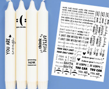 DIN A4 - Kerzen-Tattoofolie - Motivationssprüche - für Kerzen / Keramik