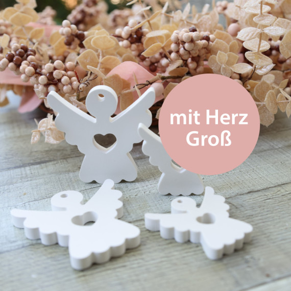 Silikon - Gießform - Engel - 2er Set - Anhänger - mit Herz - Groß - vielfältig nutzbar
