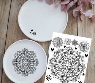 Rub-On Sticker - Mandalas - Groß - für Teller und Tabletts - Tante Henni Rub-Ons - vielfältig nutzbar