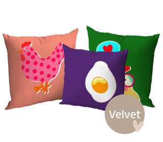 Kissenstoff - DIY - Kissen-Set - Hühnerliebe - Ei Ei Ei - Velvet - ela ideen - abby and amy