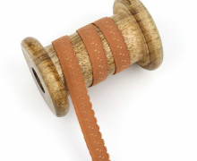1m elastisches Schrägband  - Bogenkante - 12mm - Orangebraun