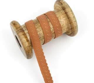 1m elastisches Schrägband  - Bogenkante - 12mm - Orangebraun