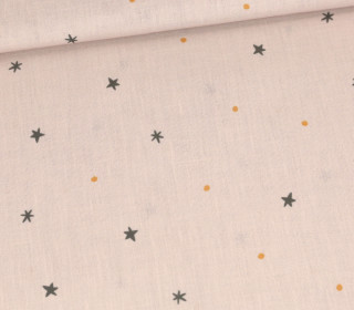 Tislin - leichter Dekostoff - Kleine Winter Sterne - Beigegrau - abby and amy