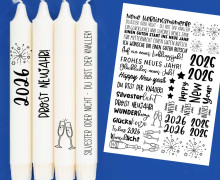 DIN A4 - Tattoofolie - Silvester - Prost Neujahr - für Kerzen / Keramik - Weihnachten