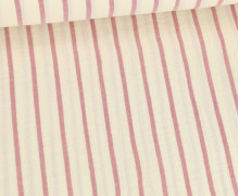 Musselin - Muslin - Double Gauze - Yarn Dyed Stripes - Schnuffeltuch - Windeltuch - Warmweiß/Dunkelrot