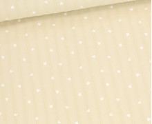 Baumwolle - Webware - Voile - Hearts - Eingewebte Streifen - Beige