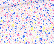 Outdoorstoff - Terrazzo Love - Rosa/Blau/Gelb - Weiß - studio.mARTinchen - abby and amy