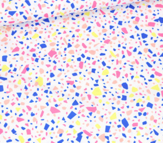 Outdoorstoff - Terrazzo Love - Rosa/Blau/Gelb - Weiß - studio.mARTinchen - abby and amy