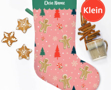 DIY-Nähset - Nikolaussocke - KLEIN - Softshell - Santa's Wonderland - Gingerbread - Rosa - made.by.colu