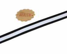 1 Meter Ripsband - Köperband - Streifen - 15mm - Schwarz/Hellgrau