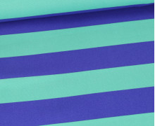 Canvas Stoff - Feste Baumwolle - Streifen - Mint/Blau