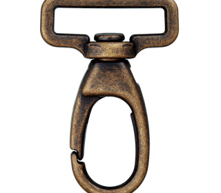1 Karabinerhaken - Metall -  Eckig - 30mm - Altmessing