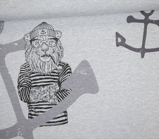 Sommersweat - Paneel - Coole Typen - Hein - Löwe - Anker - grau - meliert - abby and me 