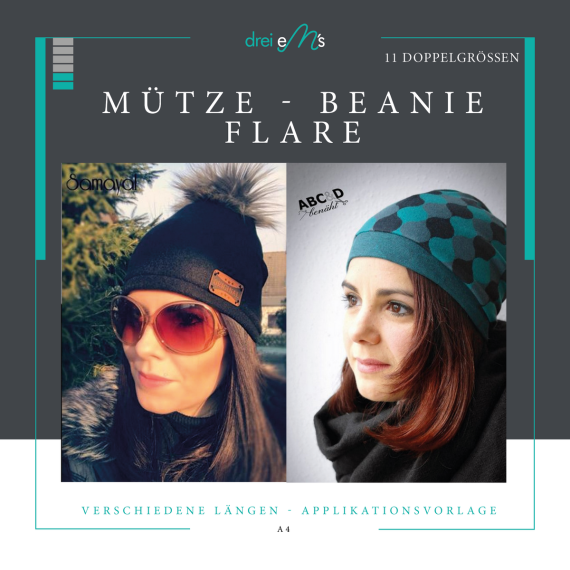 ebook Beanie / Mütze FLARE , 11 Doppelgrößen