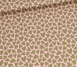 Outdoorstoff - Mini Collection - Herzen - Beigerosa/Khakigrün - abby and amy