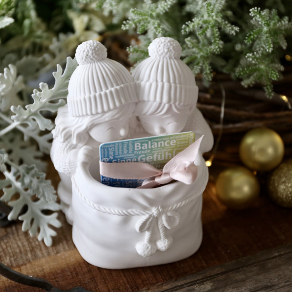 Silikon - Gießform - Kinder mit Weihnachtsmann-Geschenksack - für Kerzensand / Gutschein / Schokoriegel - Adventsdeko - Weihnachtsdeko - vielfältig nutzbar