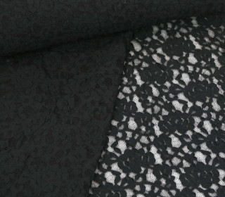 Spitze - Spitzenstoff - Blütenmuster - Elastisch - Schwarz
