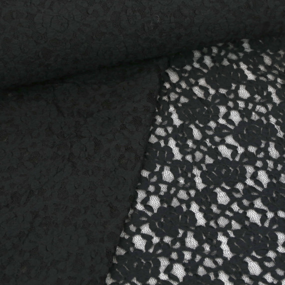 Spitze - Spitzenstoff - Blütenmuster - Elastisch - Schwarz