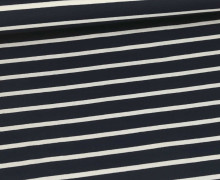 Viskose Jersey - Streifen - 18mm - Yarn Dyed - Warmweiß/Schwarzblau