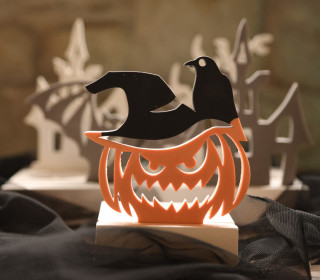 Silikon - Gießform - Kürbis mit Hexenhut & Rabe - Halloween - für Steckleisten - Lichtdeko - vielfältig nutzbar