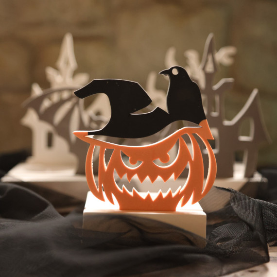 Silikon - Gießform - Kürbis mit Hexenhut & Rabe - Halloween - für Steckleisten - Lichtdeko - vielfältig nutzbar