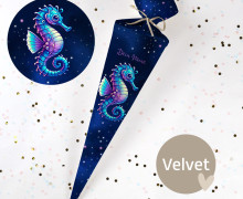 DIY-Nähset Schultüte - Außerirdisches Seepferdchen - Velvet - zum selber Nähen