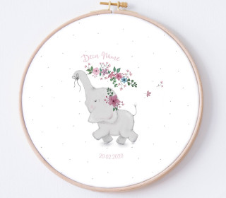 DIY Stickrahmen - Beautiful Summer - Ella - personalisiertes Stickrahmen Bild - Stickherz - zum Selbermachen
