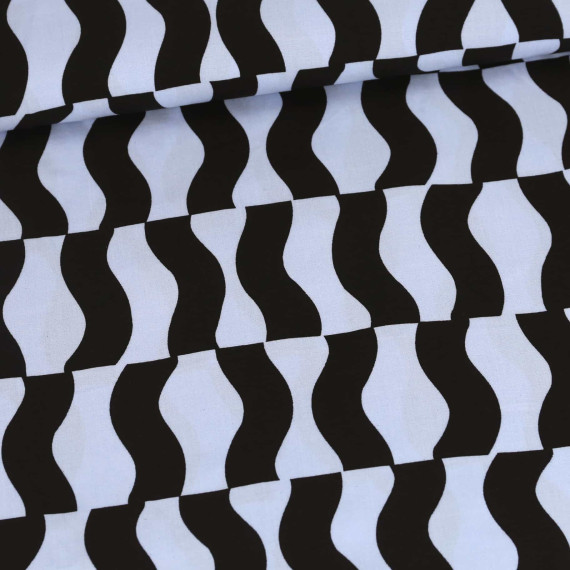 Lenzing Ecovero - Viskose - Blusenstoff - Graphic - Pastellblau/Schwarz