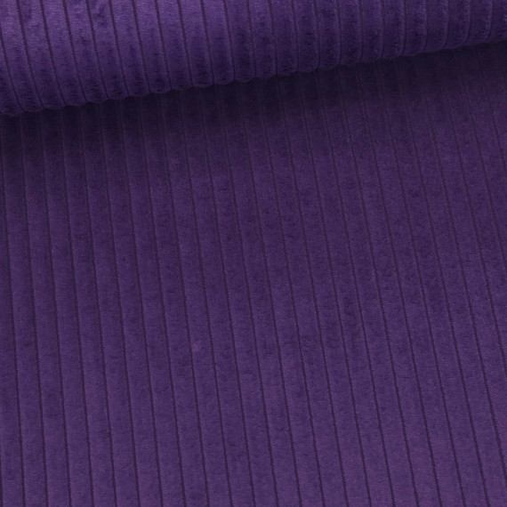 Samt - Chenillegewebe - Dekostoff - Breite Rippen - Polsterstoff - Uni - Mitternachtslila
