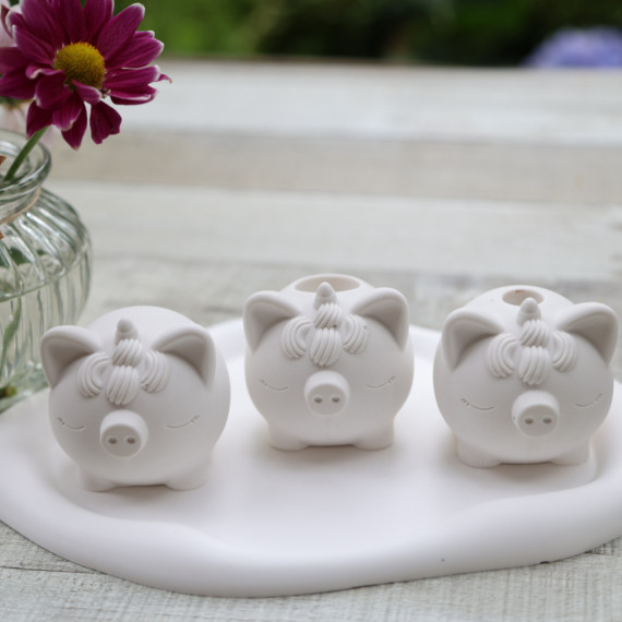 Silikon - Gießform - Einhorn-Schweinchen - mit Haartolle - geschlossene Augen - für Stabkerzen - Schwein 3 - vielfältig nutzbar