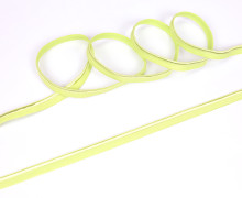 1 Meter elastisches Paspelband/Biesenband - Matt mit Glanzkante - Gelbgrün