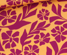 Rosella Stretch - Viskose - Blusenstoff - Leaves And Blossoms - Apricot