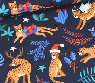 Bio-Canvas - Feste Baumwolle - Leo - Wild XMas 2025 - Stahlblau - Hamburger Liebe