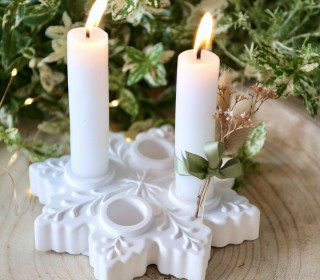 Silikon - Gießform - Schneeflocke - Kerzenhalter - Adventsdeko - Weihnachtsdeko - für Stabkerzen - vielfältig nutzbar