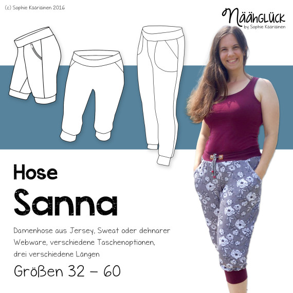 eBook – Näähglück Sanna – Damenhose Größe 32 - 60
